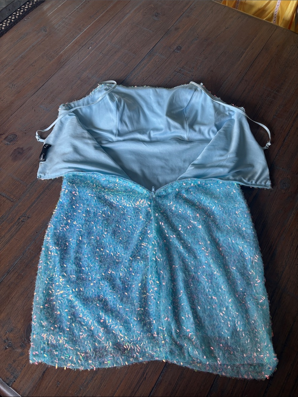 Midnight Doll size L Light Blue Sequin Spaghetti Strap Dress - Picture 10 of 16